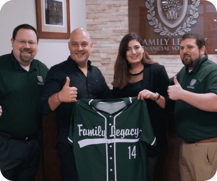 Financial Planners, Todd Iglehart and Josh Stubbolo and owners of Family Legacy Financial Solutions with members in Cary, NC after financial planning meeting.
