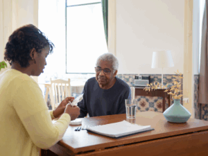 financial caregiver counting money